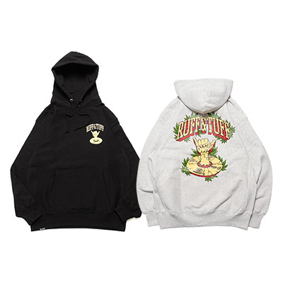 ドーナツフォーティーファイブ DONUTS 45 パーカー トップス フーディー スウェット ヘビーウェイト BLOCK RUFF&TUFF HOODIE メンズ M-XXL ブラック/グレー|E.S.P.