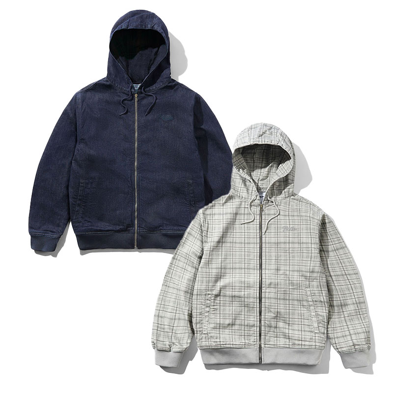 バターグッズ Butter Goods フードジャケット アウター グレーチェック/インディゴ S-Lサイズ メンズ Hooded Work Jacket -2COLOR- _FAIR_e
