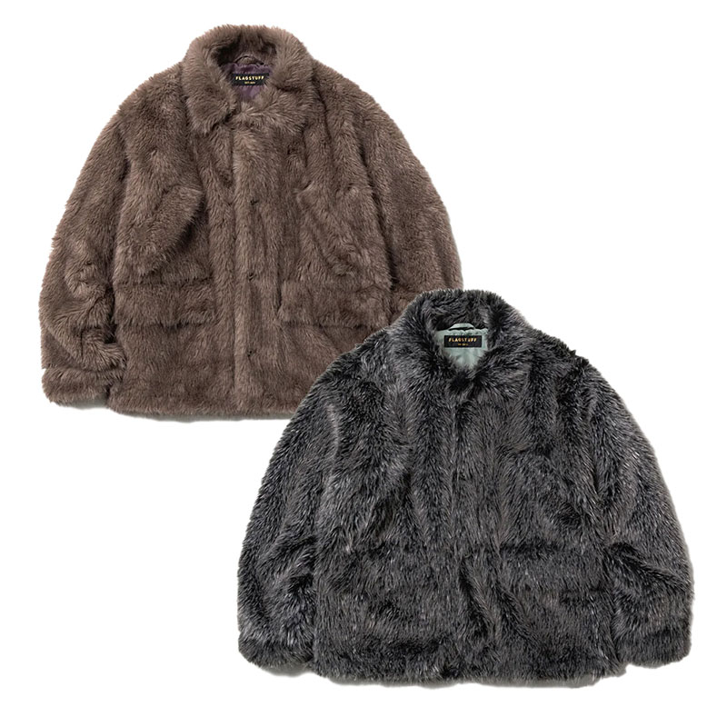 フラグスタフ F-LAGSTUF-F ファージャケット エコファー アウター ブラウン/ブラック Lサイズ メンズ FUR COAT -2.COLOR- _FAIR_e｜E.S.P.
