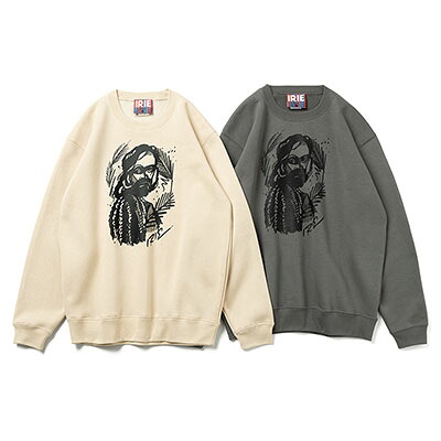 アイリーバイアイリーライフ IRIE by irielife スウェット トップス ×かねこじんこう a.k.a kanegooo IRIE RASTAMAN CREW メンズ M-XXL ベージュ/ブラック