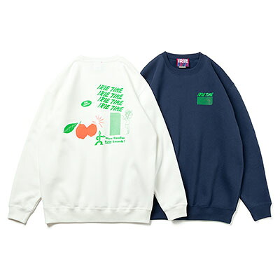 アイリーバイアイリーライフ IRIE by irielife クルースウェット トップス ティーシャツ 裏起毛 ×MA1LL FRUITY JUICY CREW メンズ M-XXL 白いこと/インディゴ