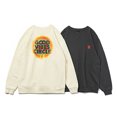 アイリーバイアイリーライフ IRIE by irielife スウェット トップス プルオーバー クルーネック GOOD VIBES CIRCLE CREW メンズ M-XXL スミクロ/ナチュラル 7,920円