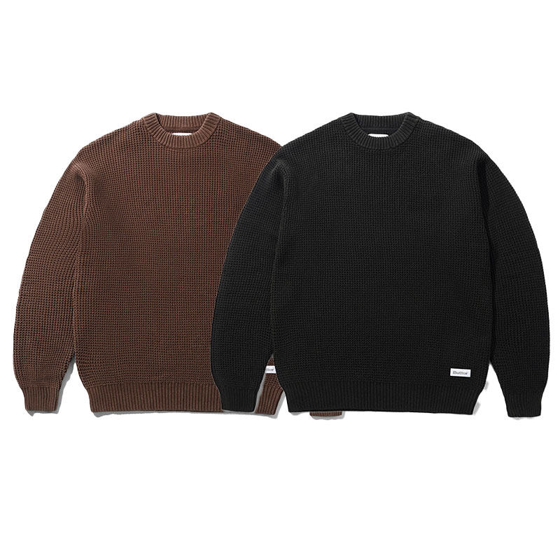 バターグッズ Butter Goods ニット セーター トップス ブラウン/ブラック S-Mサイズ メンズ Distressed Waffle Knit Sweater -2COLOR-