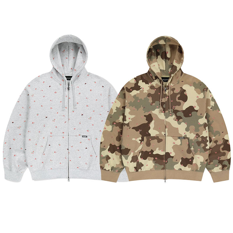 ウィーケンダーズ WKNDRS フーディー パーカー ジップアップ トップス カモ/グレー M-Lサイズ メンズ FLORAL ZIP-UP HOODIE -2.COLOR-