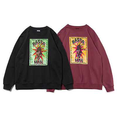 アイリーバイアイリーライフ IRIE by irielife スウェット トップス プルオーバー クルーネック 裏パイル RASTAMAN CREW メンズ M-XXL ブラック/バーガンディー 8,360円