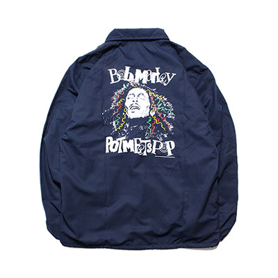 ポットミーツポップ POT MEETS POP ジャケット アウター ジャケット ロゴ プリント ボブマーリー SKETCH COACH JACKET メンズ L-XXL ネイビー