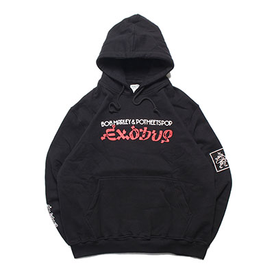 ポットミーツポップ POT MEETS POP パーカー トップス スウェット プルオーバー フーディー 長袖 プリント EXODUS HOODIE メンズ L-XXL ブラック