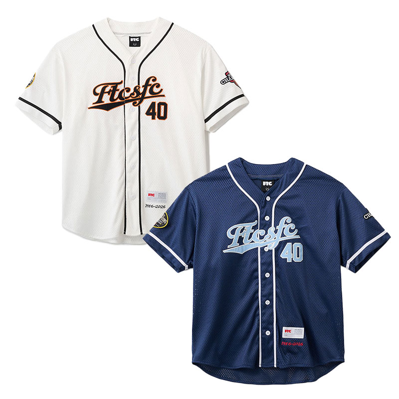 エフティーシー FTC 野球プルオーバー トップス 半袖 白いこと/米国海軍 M-XL大きさ メンズ 40TH BASEBALL JERSEY -2.COLOR-