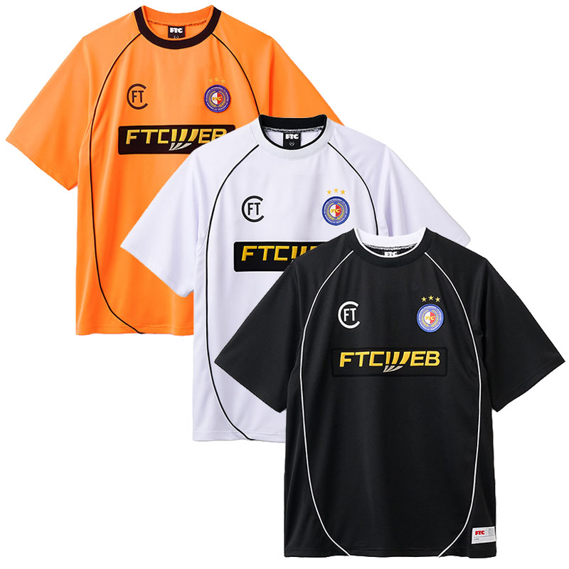 エフティーシー FTC サッカージャージー ゲームシャツ トップス 半袖 ホワイト/ブラック/オレンジ S-Lサイズ メンズ PIPING SOCCER JERSEY -3.COLOR-｜E.S.P.