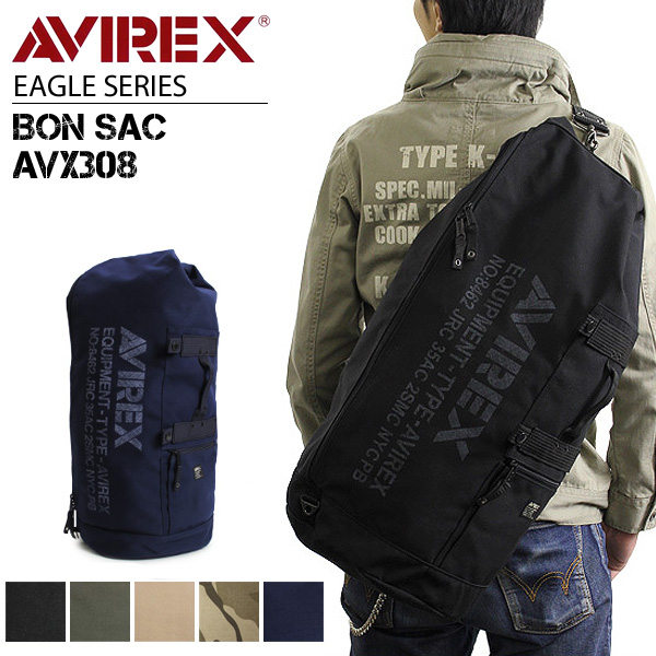 AVIREX EAGLE AVX308 通学 アウトドア 旅行 ボンザック ワンショルダーバッグ 斜めがけバッグ ポリエステルキャンバス ミリタリー かばん 鞄 メンズ 人気 ブランド アヴィレックス プレゼントに