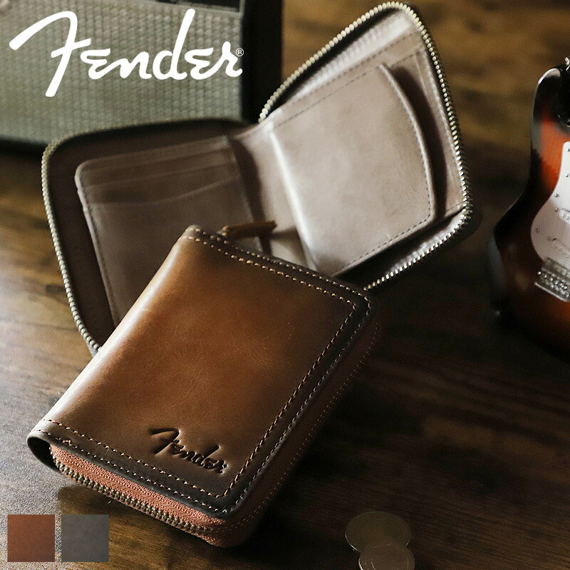 フェンダー 財布 二つ折り メンズ ブランド 本革 二つ折り財布 Fender 950-503 札入れ 折財布 ラウンドファスナー ミニ財布 コンパクト財布 牛革 革 レザー カジュアル オシャレ 人気 さいふ サイフ 革小物｜BAG SHOP ARR