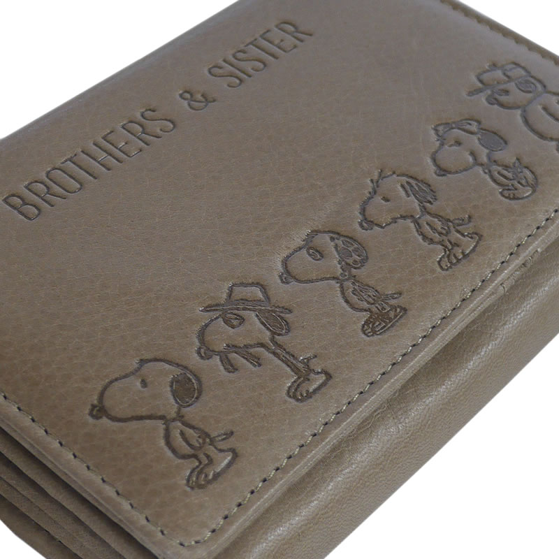新品 Snoopy Brothers Sister フラップ 二つ折り財布 ウォレット 財布 本革 牛革 レザー 革財布 レザー やわらかい しっとり アニメ キャラクター ユニセックス メンズ レディース ギフト スヌーピー Peanuts ピーナツ ブラザー シスター 全国宅配無料