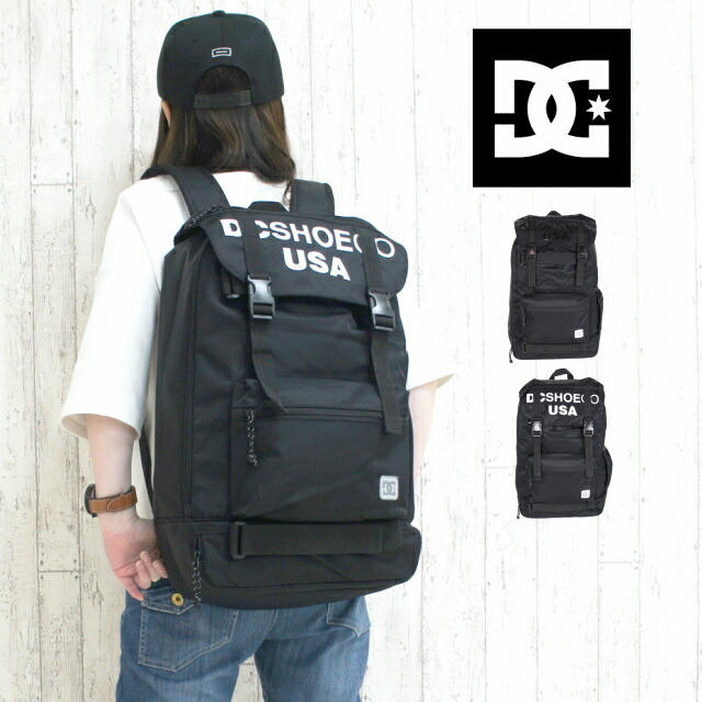8470円 ブランド激安セール会場 高校生 通学 リュック 大容量 Dc ディーシー かぶせリュック 24l 5130j022 女子 男子 人気 中学生 スポーツ 男の子 メンズ レディース 通学リュック フラップリュック 通学用 おしゃれ リュックサック スケボー ストリート ブランド 黒