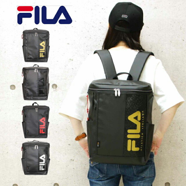 大容量リュックサック 遠足 通学 キッズ 銀 リュックサック 金 女子 フィラ 男子 大きめ 黒 おしゃれ Fila メンズ レディースともに使えるユニセックス ブラック レッド ゴールド シルバー リュック 男子 高校生 通学 Fila フィラ スクエアリュックサック Fl 0006 バッグ