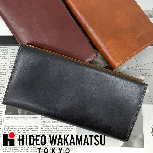 絶対一番安い メンズ 長財布 レザー Hideo Wakamatsu ヒデオワカマツ リヴォルノシリーズ 長札入れ 小銭入れ付き 85 810 バッグ 小物 ブランド雑貨 財布 ケース メンズ財布 サイフ さいふ 長サイフ 男性 父 彼氏 祖父 革 ファスナー ブランド 黒 オレンジ 赤