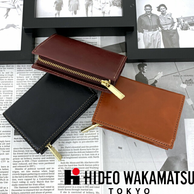 コインケース メンズ 革 HIDEO WAKAMATSU ヒデオワカマツ リヴォルノシリーズ 小銭入れ 85-81240 小物・ブランド雑貨 財布・ケース メンズコインケース ファスナー レザー おしゃれ 男性用 男子 プレゼント ギフト お誕生日 クリスマス 黒 オレンジ ワイン