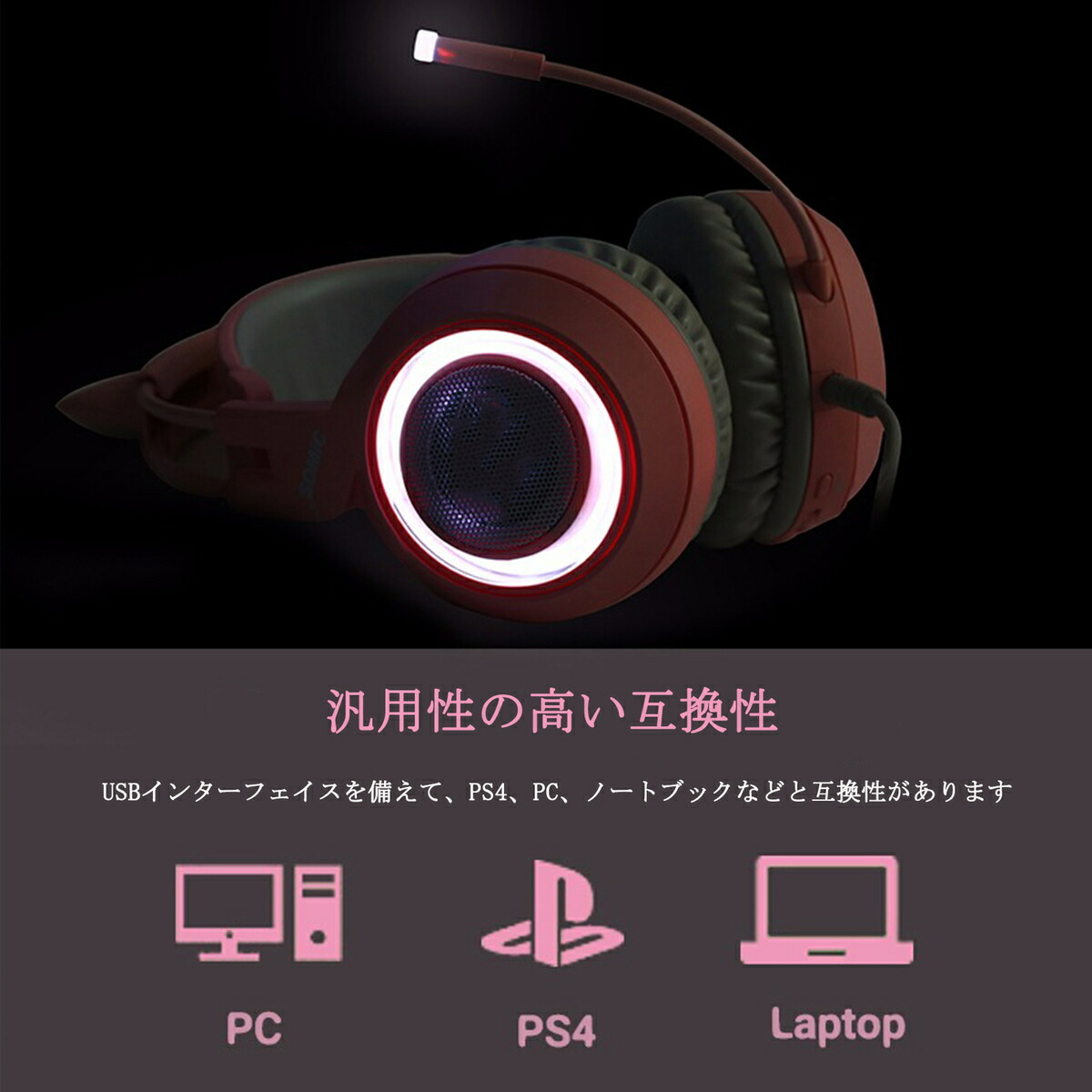 新商品 新型 送料無料 ゲーミングヘッドセット ヘッドホン マイク付き 子供用 大人用 猫耳 有線 イヤホン オーバーイヤー 折りたたみ式 ヘッドフォン 高音質 Ledライト 可愛い 密閉型 ヘッドセット ゲーム用 通話対応 Pc Ps4 プレゼント Balkon86 Ru