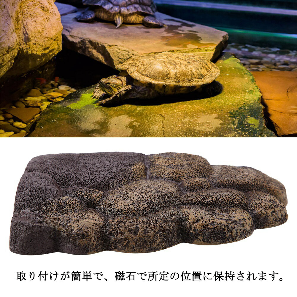 楽天市場 送料無料 亀 爬虫類 両生類 登島 浮島 大きい オブジェ 磁石付き 取り付け簡単 水槽 アクアリウム オーナメント 樹脂 置物 自然 石 岩 階段 飼育用品 インテリア 水族館 Baibaiyishop