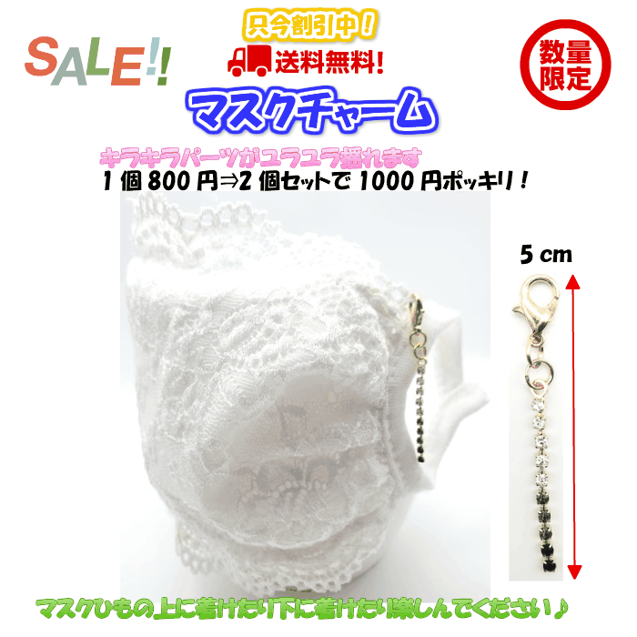 楽天市場 割引中 2個1000円 送料無料 マスクチャーム チャーム ゆれる キラキラ ピアス風 秋冬用 1つ800円 2つ1000円 ペットとくらしのお店いいネ