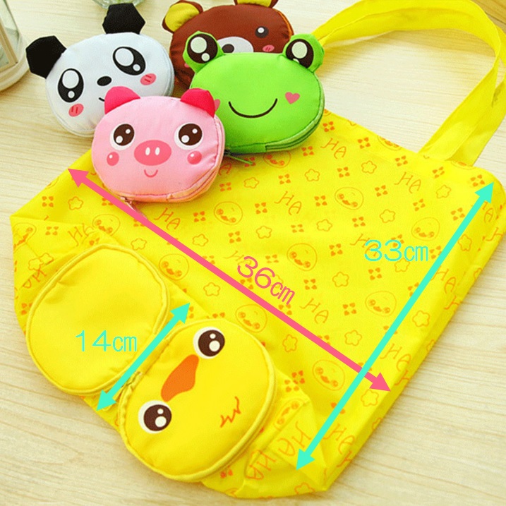 楽天市場 1000円ポッキリ 送料無料 かわいい エコバック アニマルエコバック エコバッグ アニマルエコバッグ コンパクト 小さめ 折り畳み コンビニ ａ４サイズ カラビナ 撥水 ナイロン キャラクター くま カエル パンダ ブタ ひよこ ブラウン グリーン グレー ピンク