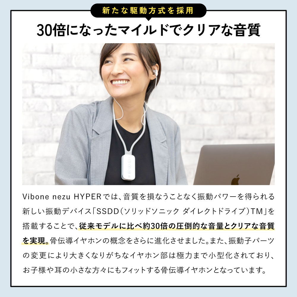 最新技術搭載 骨伝導 集音器 特許取得 バイボーンネズハイパー 首かけ