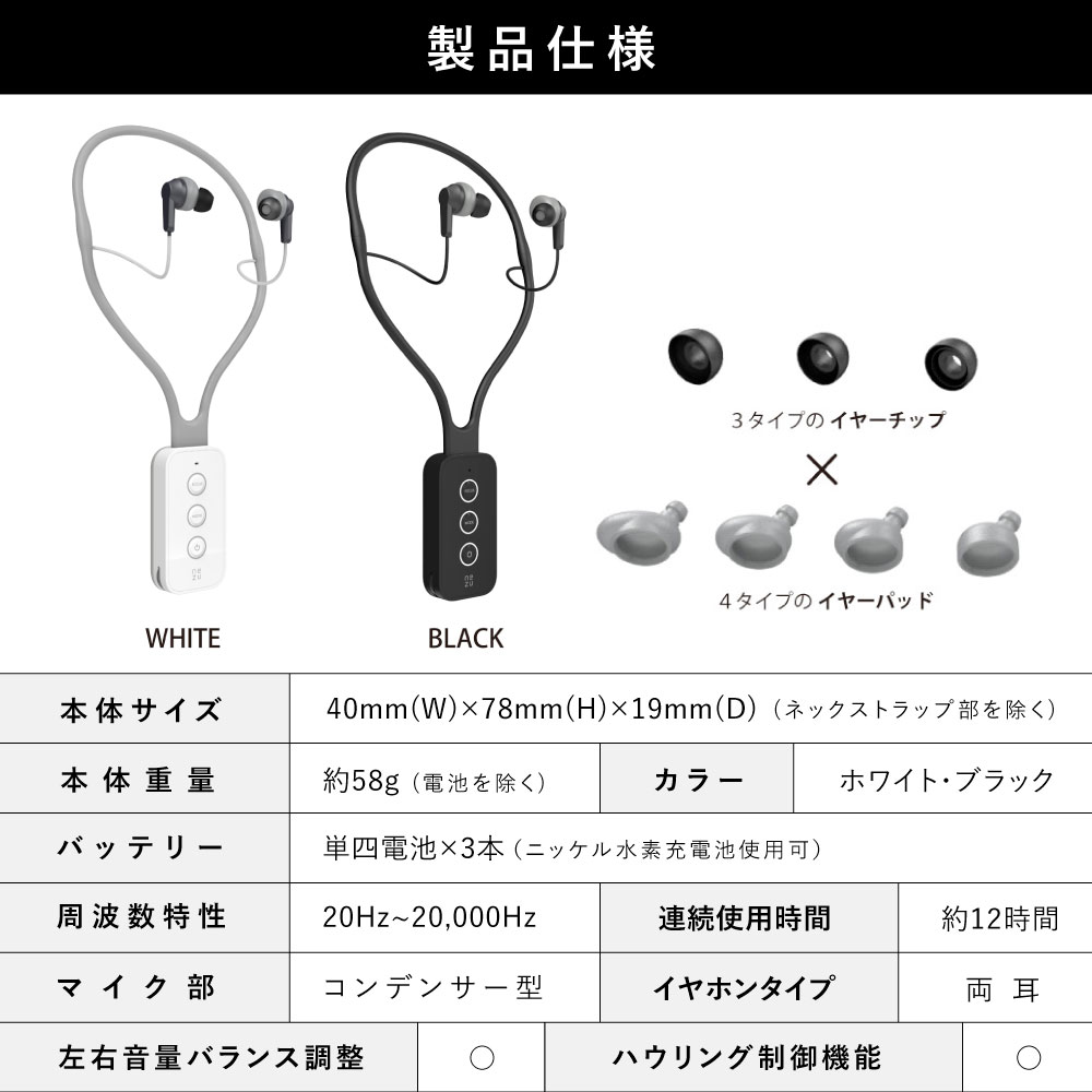 最新技術搭載 骨伝導 集音器 特許取得 バイボーンネズハイパー 首かけ