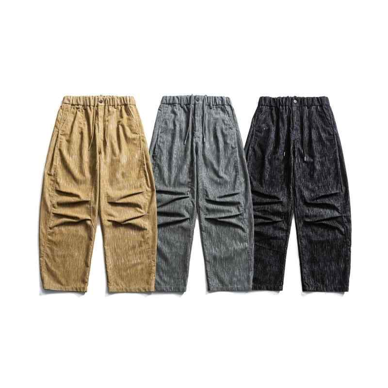 メンズ レトロ コーデュロイ テーパードパンツ 秋 カジュアル ストレート ズボン アメリカン スタイル ワークウェア ロングパンツ 普段使い 厚手生地 暖かみ 柔らかい 履き心地