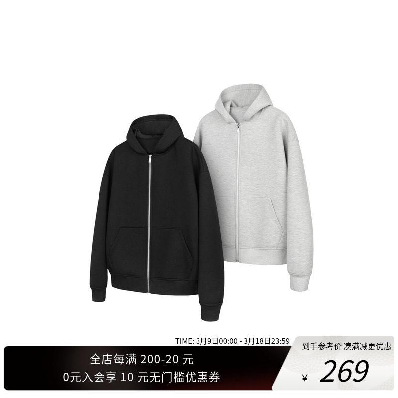 カジュアル オーバーサイズ シンプル 長袖 パーカー　フード付き　ニット NewDecay 24 FW サンドイッチ エア レイヤー ベーシック ジッパー フード付き セーター ジャケット｜バランスケア　店