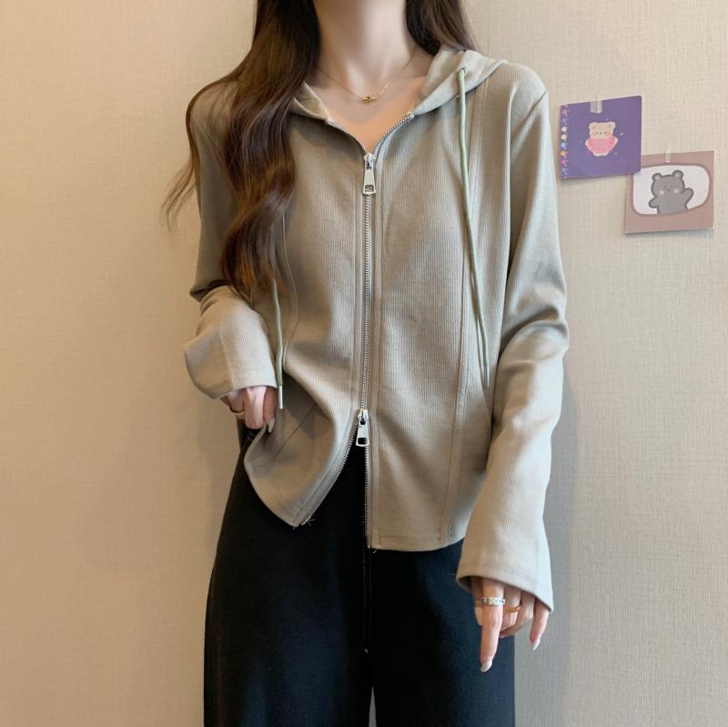 カジュアル ゆったり 長袖 パーカー ジップ 秋冬 秋冬 レディース フード付き ジッパー スウェットシャツ ジャケット 大きめ サイズ 脂肪 mm スリム インナー レイヤリング フィッシュボーン トップ