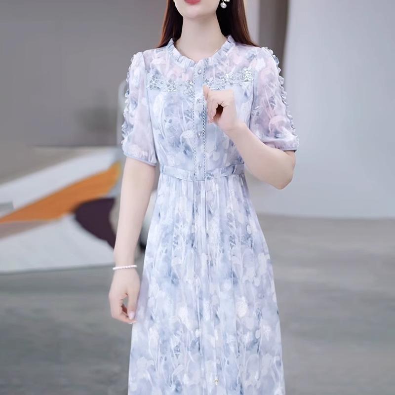 シフォンドレス　ワンピース　レディース ホット 軽い 高級 花柄 ワンピース 2025 レディース 夏の 十三の ライン はの シフォンスカート｜バランスケア　店
