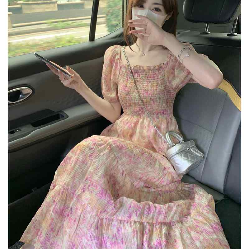 レディース 今めかしい スコート 可愛らしい 好いたらしいめ ロングスコート 御召しもの レディース 夏の パフ捩り フレンチ 花柄 御召しもの 妖精 ハイエンドな か細い ロング
