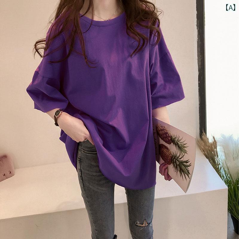 Tシャツ レディース オーバーサイズ 半袖【ナチュラル系 無地】大人カジュアル ゆるT 大きめサイズ 夏服 トップス