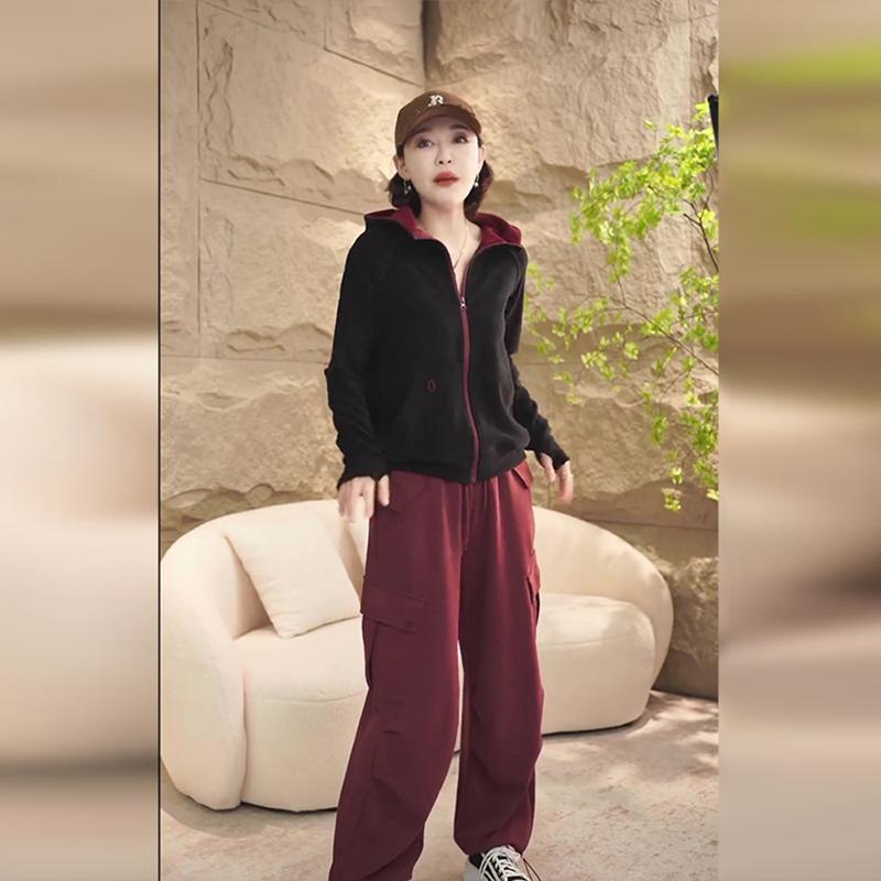 長ズボン カットソー 吸汗速乾 レディース おしゃれ の 商品 女性用 カジュアル スポーツ スーツ 春秋 2025年 な の ジッパー フード付き カーディガン ワイド レッグ パンツ 9,648円