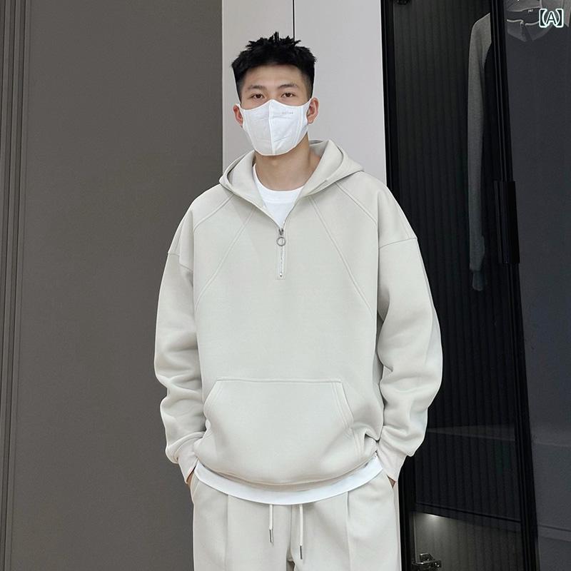 春服 メンズ オシャレ 春服 メンズ オシャレ 年月 無地の 第一義的 二分の一 ジップの メンズ レディース向けな トレーナー 好一対向け マッチング 上衣