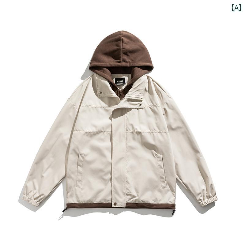 春服 メンズ オシャレ 春服 メンズ オシャレ LAZY DAY 成人男性服 仕掛ける アメリカン レトロ 如何様物 背広 ボンネット付き添い人 上衣 メンズ 秋 厚地の外套