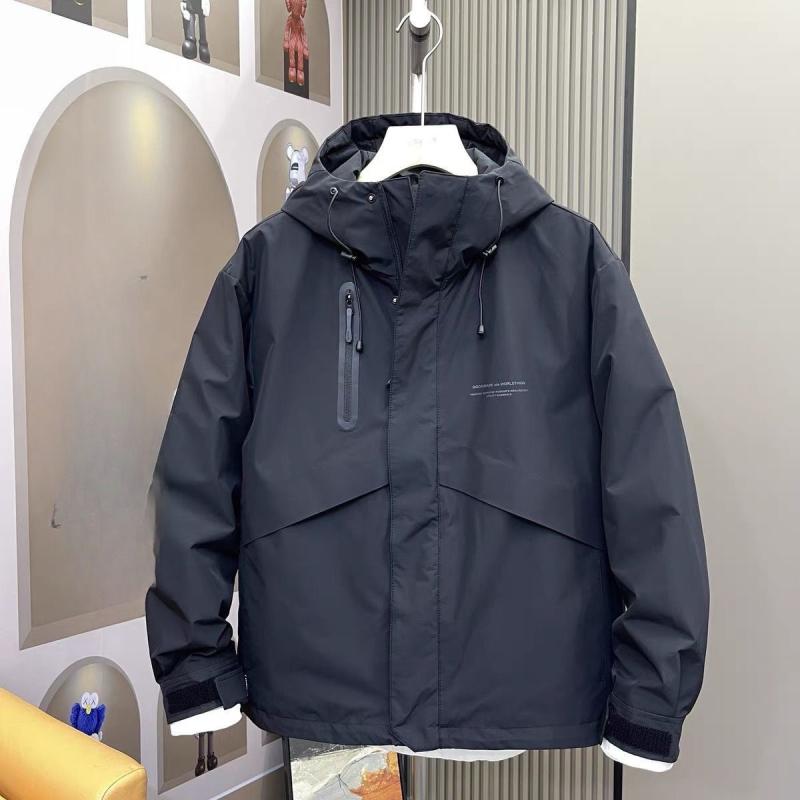 メンズ アウトドア ジャケット 防風 防水 春用 登山 ハイキング 軽量 通気性 伸縮性 切り替え ブラック グレー