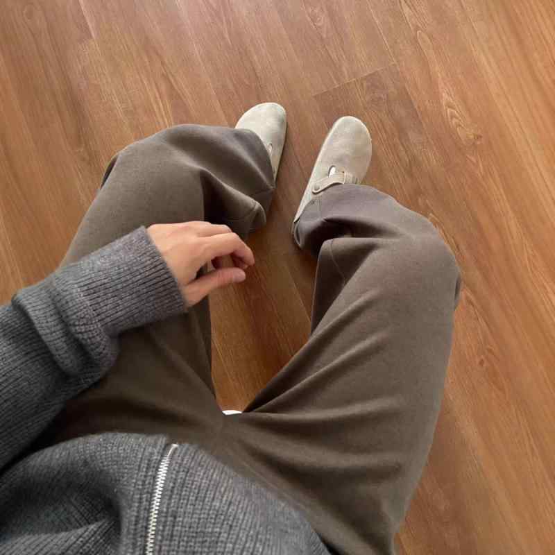 レディース パンツ 秋冬 厚手 ウール 落ち感 ワイド ストレート 柔らか ニット クラシック スタイル ロング ボトムス 通勤 普段使い 高級感x2 6,044円