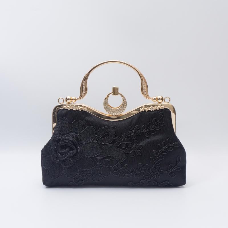 小銭入れ ウォレット カード入れ ラウンドファスナー 多機能 レザー財布 財布 長財布 大 花 刺繍 チャイナ バッグ ドレス イブニング ラインストーン チャイナ風 ハンドバッグ パーティー ショルダー クロス ボディバッグ レディース
