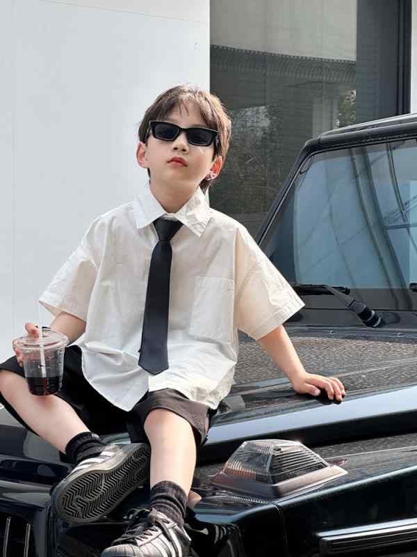 カワイイ 上品 おしゃれ キッズ セットアップ おしゃれ 子供用 夏服 男の子 スーツ ベビー 2025夏 白 シャツ 司会者 フラワーガール ドレス パフォーマンス 服