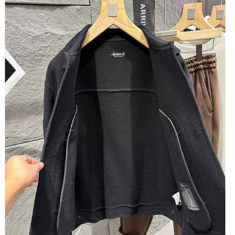 コート メンズ 羊毛 ウール ダブルフェイス ニット ジャケット アウター 秋冬 暖か ロング丈 通勤 普段使い|バランスケア 店