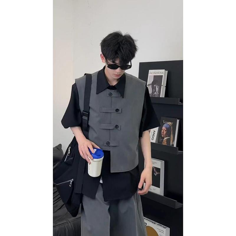 カジュアル 通勤 仕事 スーツ セットアップ きれいめ メンズ クールで な 衣装 スーツ 冷感 シャツと ショーツ ベストの 高級 スリーピーススーツ