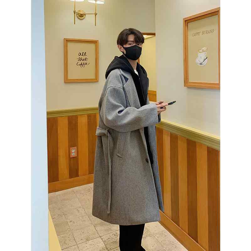 コート 男性用 フード付き 取り外し可能 ウール素材 秋冬 高級感 スタイリッシュ トレンチ ロング丈 暖か 通勤 普段使い 6,778円