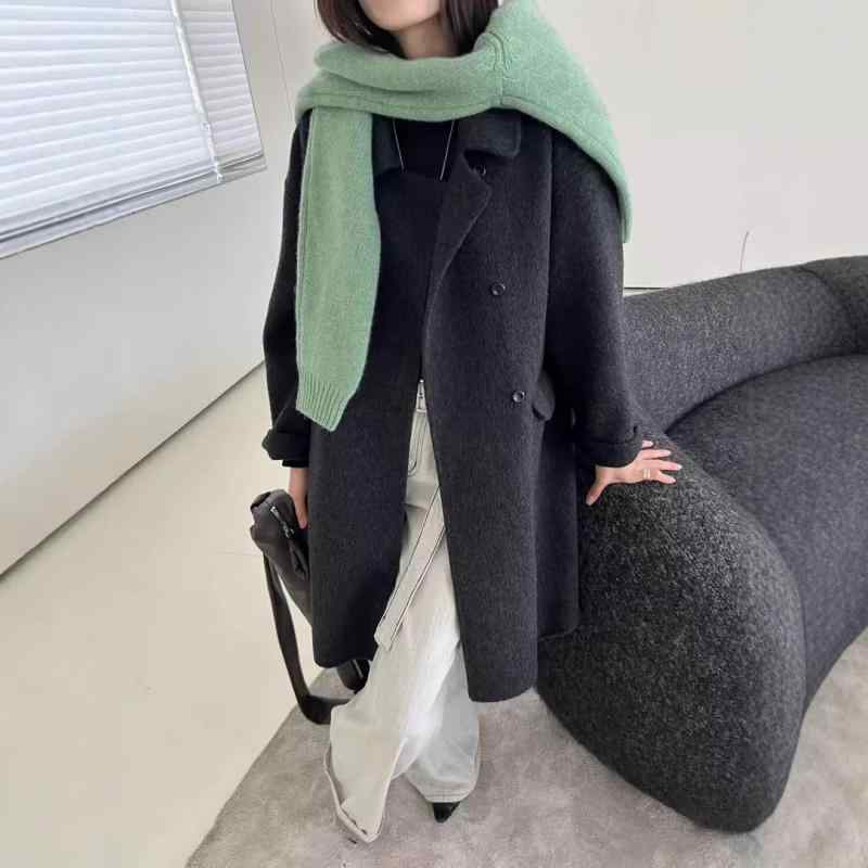 コート レディース ダブルブレスト ウール 両面 リバーシブル 秋冬 高級感 暖かみ 軽量 アウター スタイリッシュ ロング丈 女性用|バランスケア 店