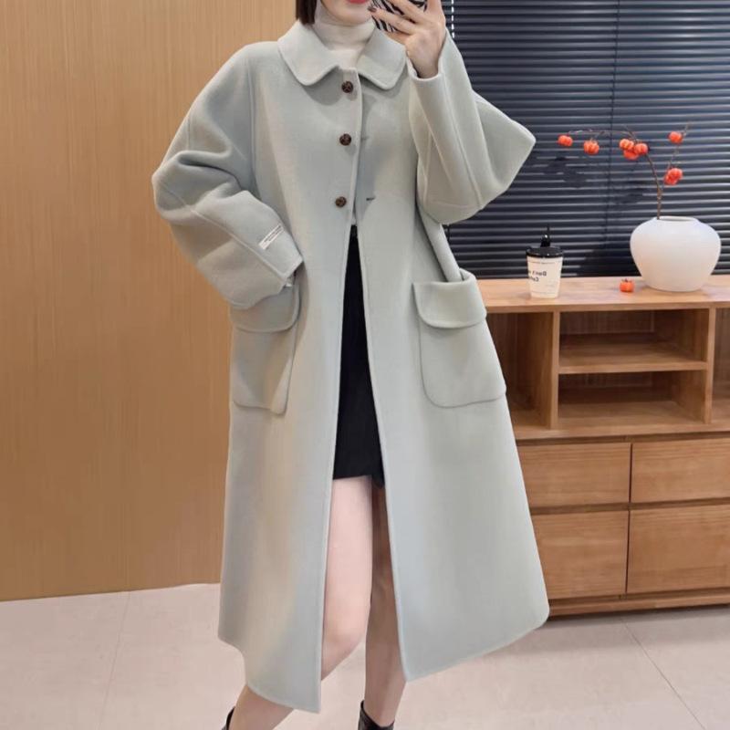 秋冬 女性用 羊毛コート 高級感 ウール アウター リバーシブル シングルブレスト 小 暖か 軽量 スタイリッシュ