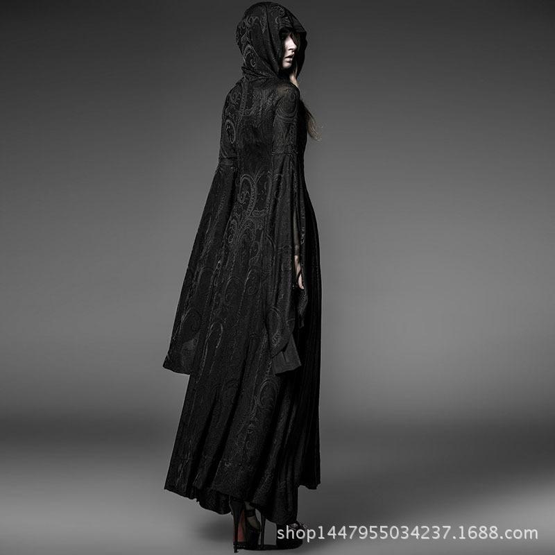 レディース フード付き ニットワンピース 修身スリム ハロウィン コスプレ 宮廷ゴシック ダークファンタジー 衣装 ボディコン 編み込み生地 秋向け