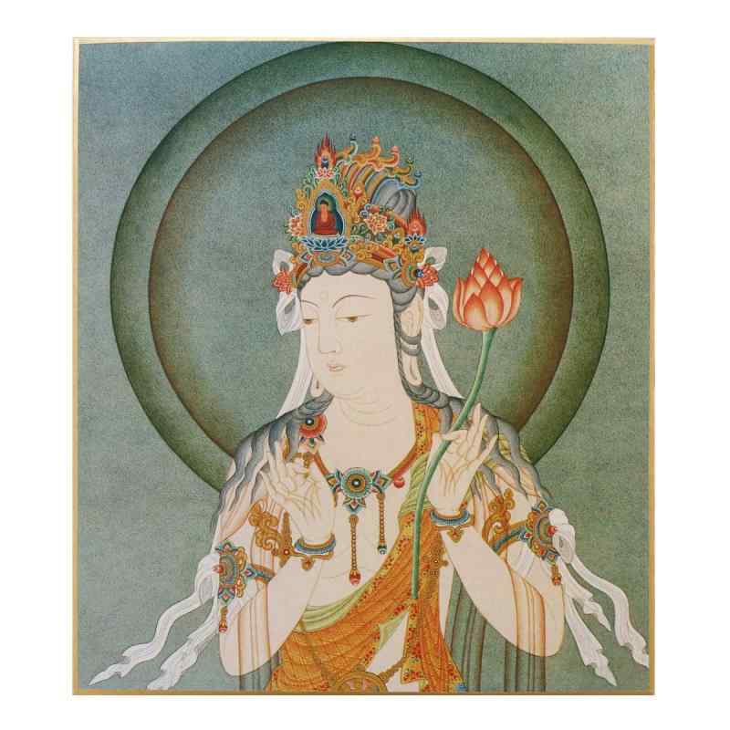 色紙絵 高野山 雅号 八葉 三尊御来迎図 額装 観音様 勢至 高野山聖衆来迎図 | 世界の歴史まっぷ