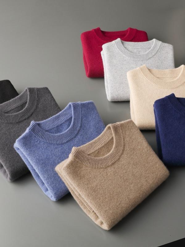 セーター メンズ 秋冬 厚手 カシミヤ 丸首 無地 ゆったり 暖か ニット トップス カジュアル ビジネス 普段使い 通勤 ソフトタッチ 保温性 スウェット
