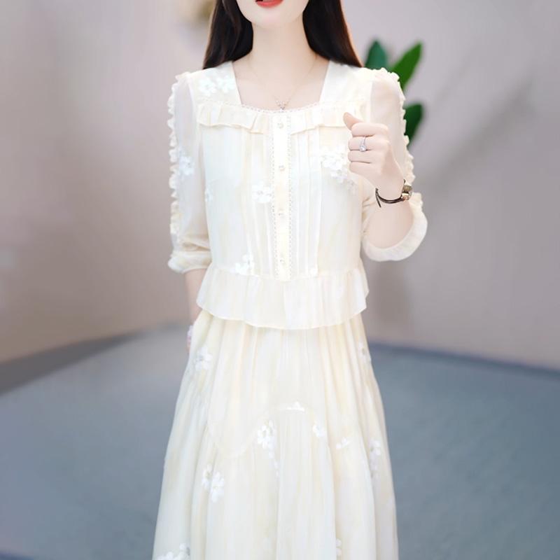 プリーツ ロング マキシ丈 きれいめ Aライン フレア 大人 シフォンドレス　ワンピース　レディース シフォン ドレス 2025 レディース 夏の のの 13 行 ホット スタイル 軽量 高級 糸 スカート