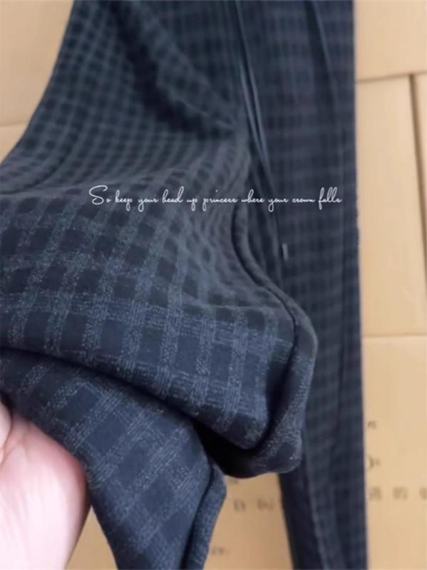 レディース 秋冬 暖か チェック柄 ウール ワイドレッグパンツ 厚手 ゆったり 細見え ドレープ 落ち感 カジュアル ボトムスx2｜バランスケア　店