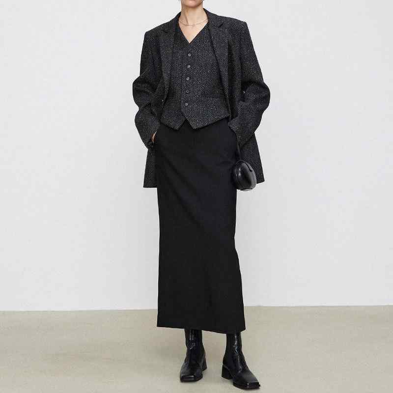 スコート レディース 分かりやすい ロング H影ぼうし 引っ切りない うしろ側細長い切口 か細い成り行き 心地好い 背広風 midi丈 秋用 膝下丈 表現スタイル引きあげる 普段使い走り 膝丈 膝下 ボトムス-スカート